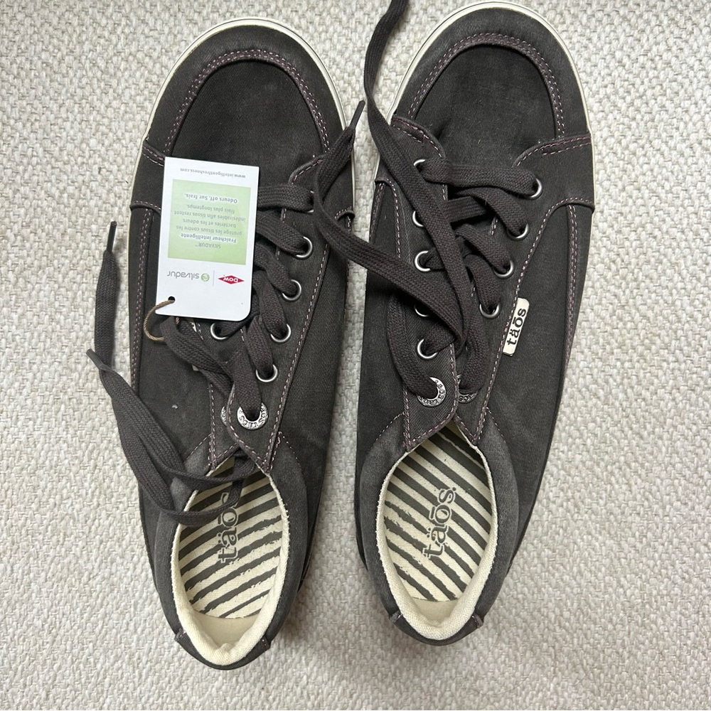 Taos Sneakers Dark Gray Moc Star Graphite Shoes Low Top Canvas Fabric New 8.5